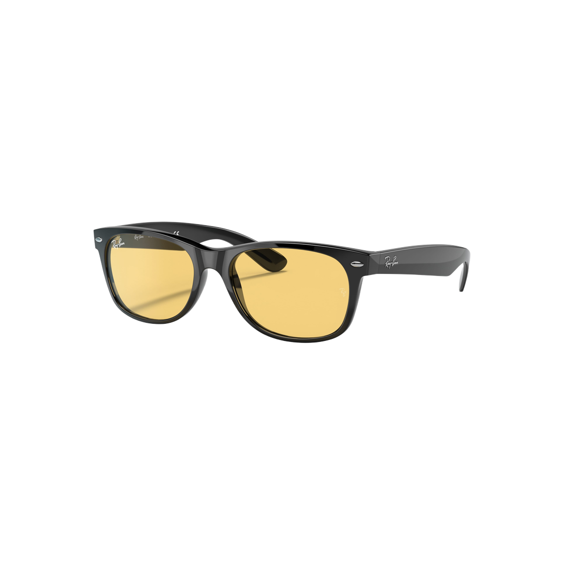 Ray-Ban New Wayfarer Polished Black Frame Yellow Classic Lenses Low Bridge Fit 상세 이미지 1