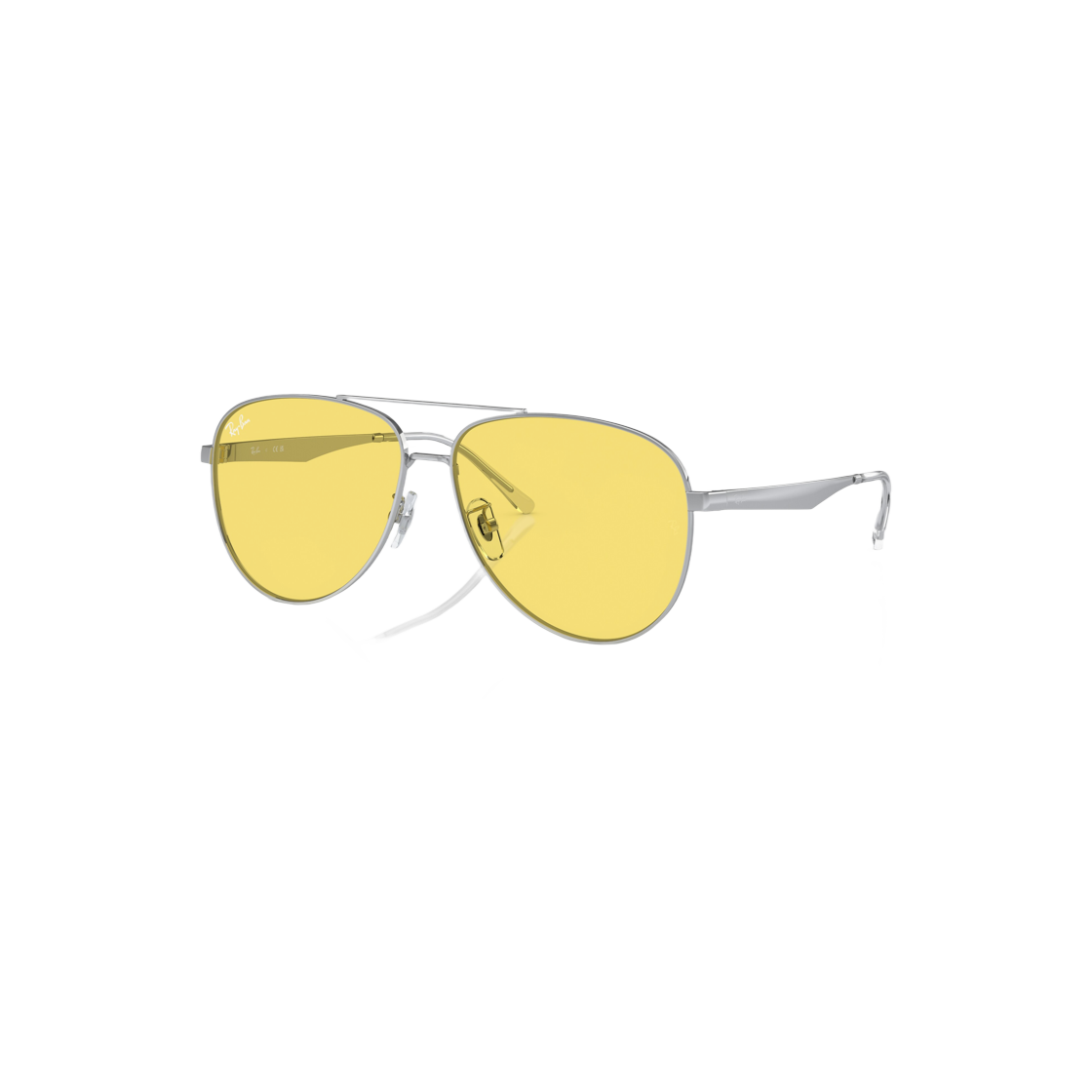 Ray-Ban RB3712D Polished Silver Frame Yellow Classic Lenses Low Bridge Fit 상세 이미지 1