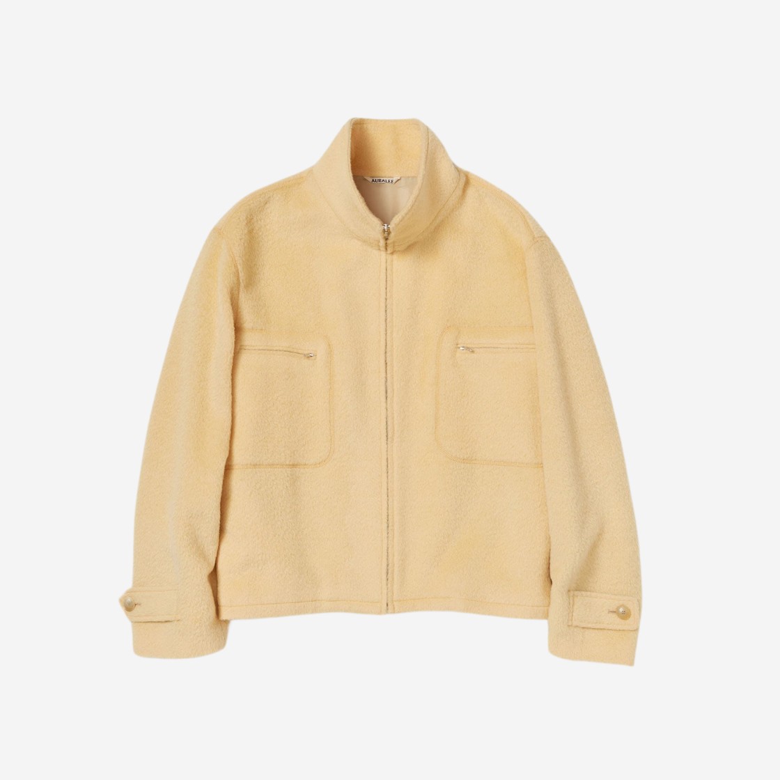 Auralee Brushed Suri Alpaca Mohair Jacquard Zip Blouson Yellow - 23AW 상세 이미지 1