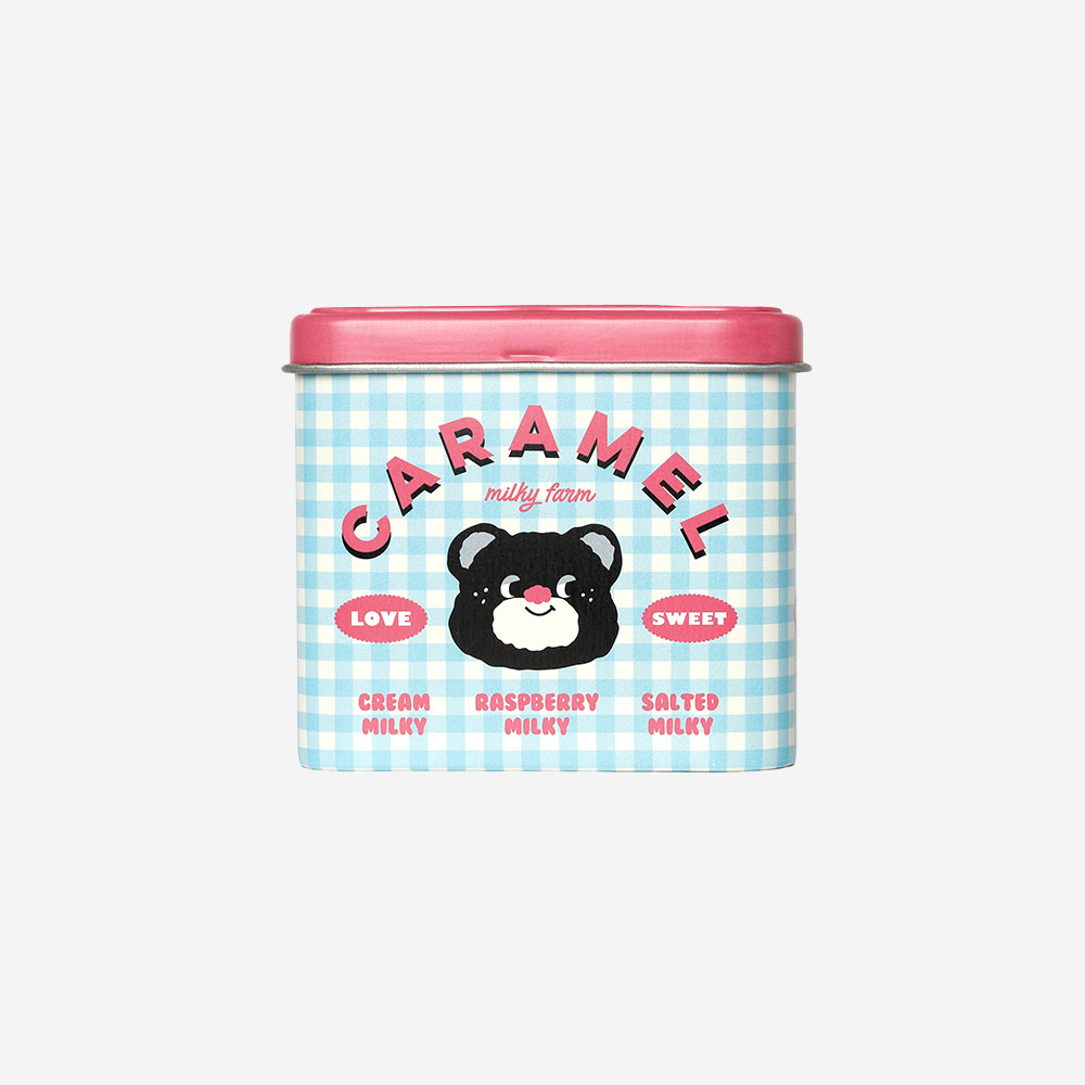 노티드 밀키팜 수제 밀크 카라멜 틴케이스 세트 체크(Knotted Milkyfarm Caramel Teen Case Set Plaid)