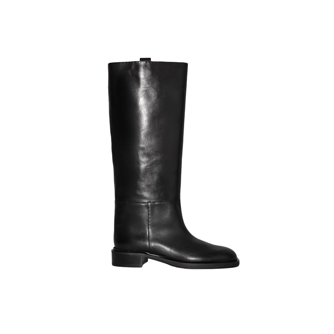 (W) 코스 레더 라이딩 부츠 블랙((W) COS Leather Riding Boots Black)