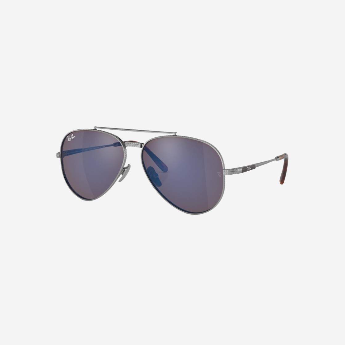 Ray-Ban Aviator II Titanum Polished Silver Frame Grey Blue Mirror Lenses 상세 이미지 1