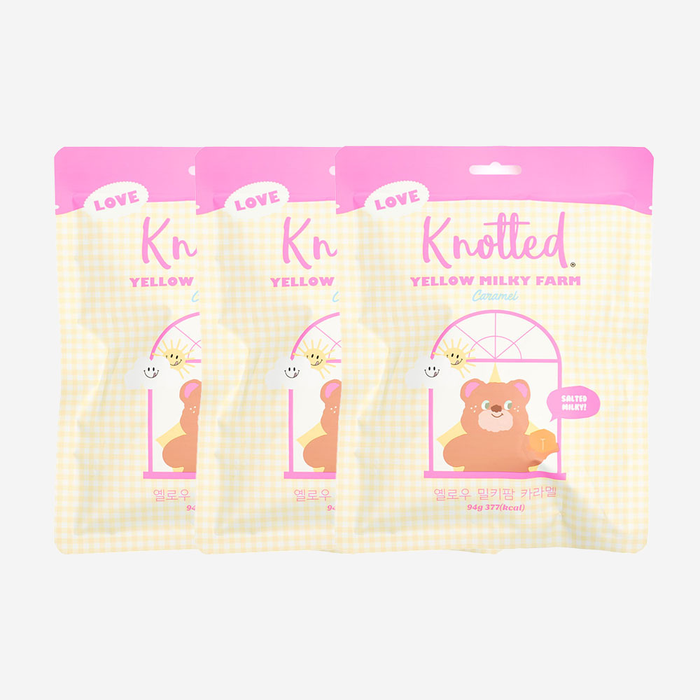 노티드 밀키팜 솔티드 옐로우 수제 밀크 카라멜 3봉(Knotted Salted Milky Farm Caramel Yellow X 3)