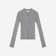Porta Line Ribbed Knit Zip-Up Grey