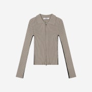 Porta Line Ribbed Knit Zip-Up Beige