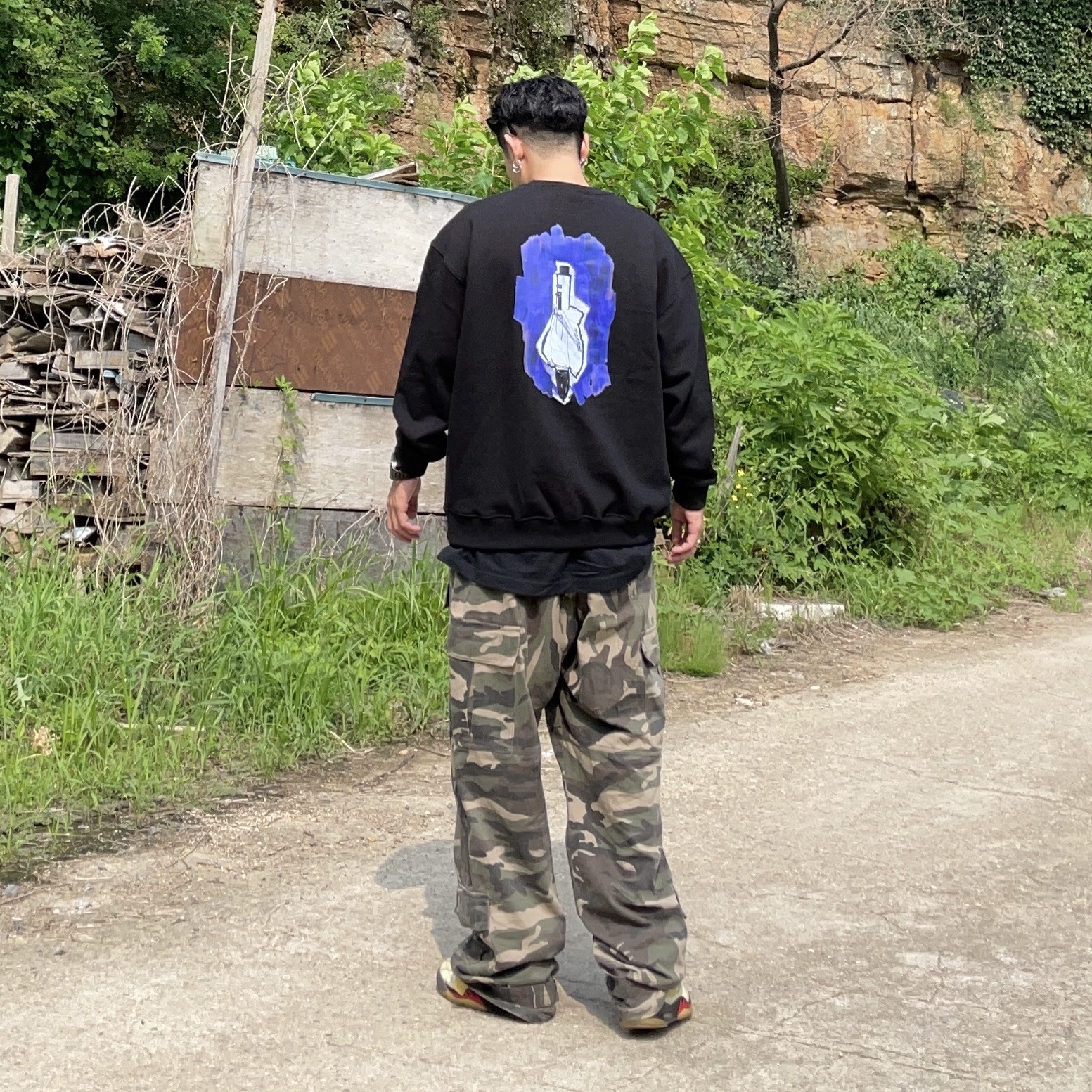 Jordan 5 x Off-White Retro SP Sail Fire Red, Project G/R Tactical Cargo Pants Camo 착용 스타일