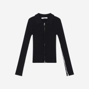 Porta Line Ribbed Knit Zip-Up Navy