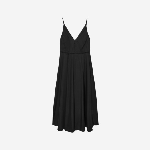 (W) 코스 브이넥 미디 슬립 드레스 블랙