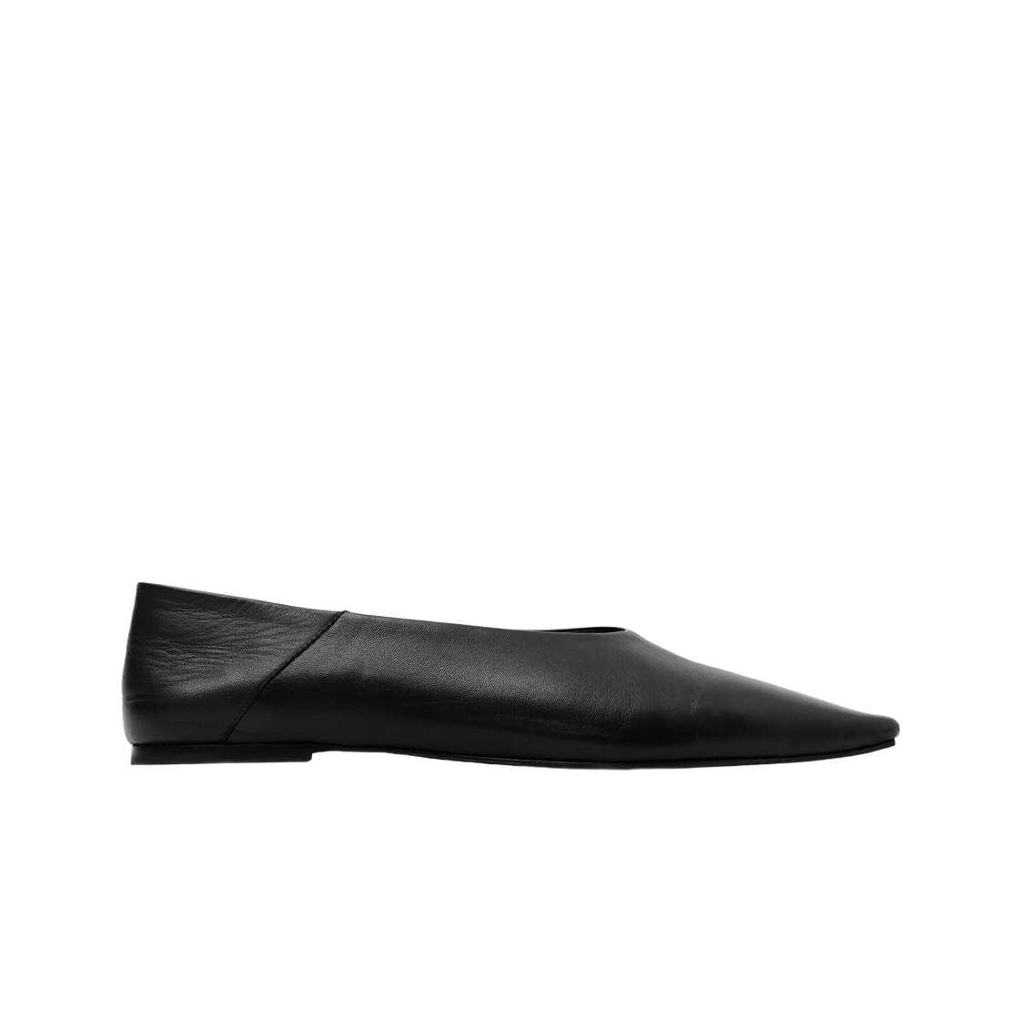 (W) 코스 포인티드 레더 발렛 플랫 블랙((W) COS Pointed Leather Ballet Flats Black)