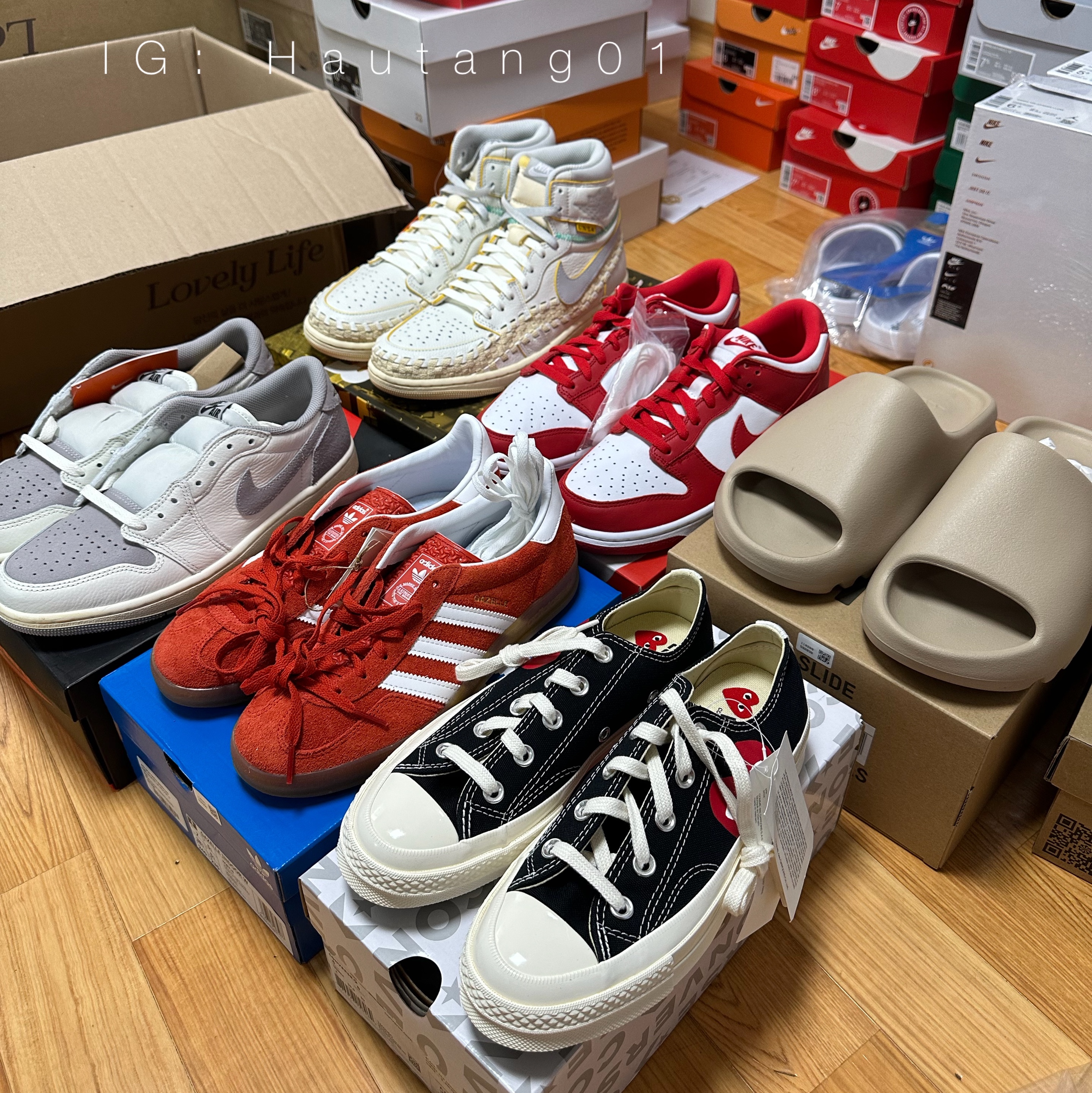 Jordan 1 x Bephies Beauty Supply x Union Retro High OG SP Summer '96, Adidas Yeezy Slide Bone 2022/2023 착용 스타일