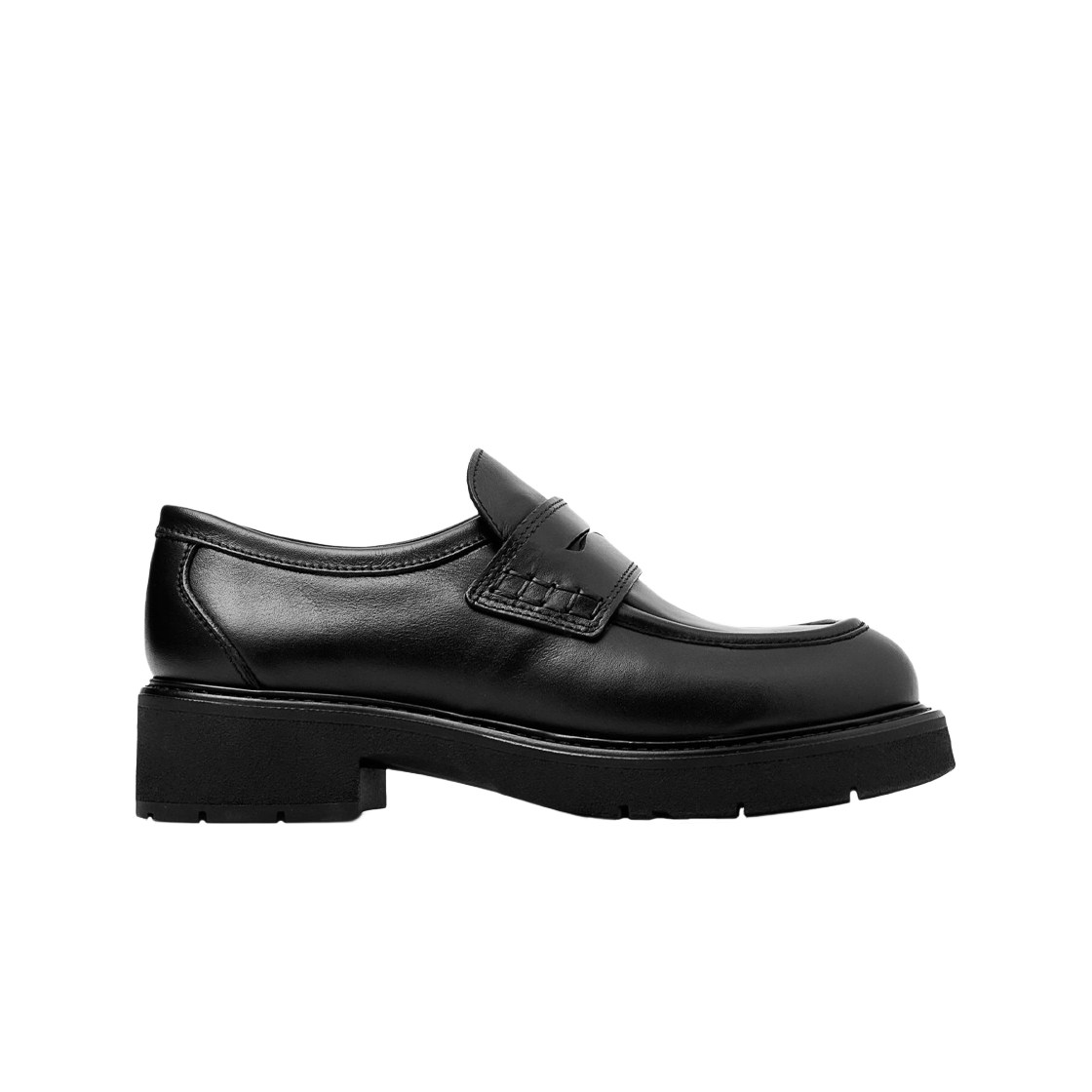 (W) 코스 청키 레더 페니 로퍼 블랙((W) COS Chunky Leather Penny Loafers Black)