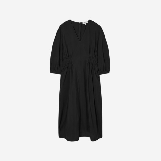 (W) 코스 브이넥 웨이스트 미디 드레스 블랙