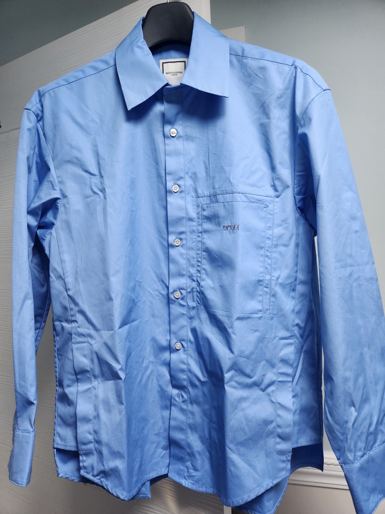 Wooyoungmi Cotton Back Logo Shirt Blue - 23SS 착용 스타일 - 1