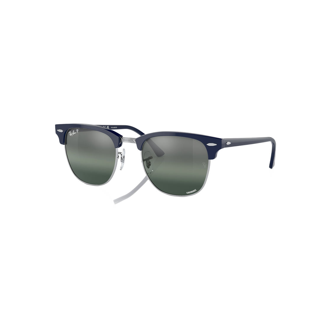 Ray-Ban Clubmaster Polished Blue On Silver Frame Silver Blue Chromnace 상세 이미지 1