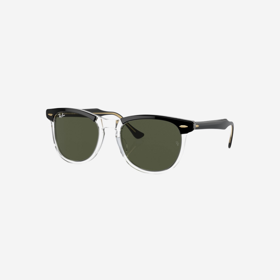 Ray-Ban Eagle Eye Polished Black On Transparent Frame Green Classic Lenses Low Bridge Fit 상세 이미지 1