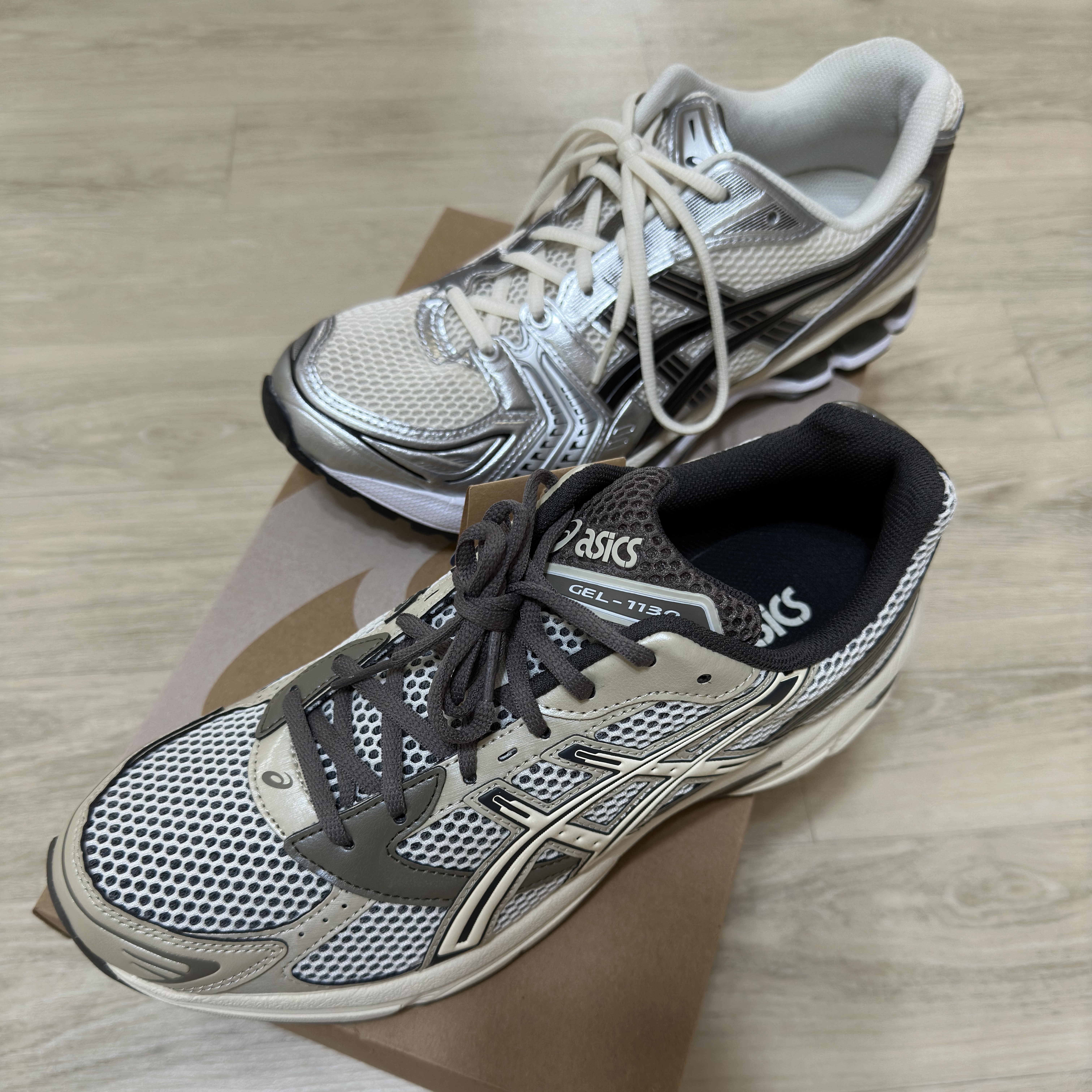 Asics Gel-1130 Birch Dark Taupe - Korea Exclusive, Asics Gel-Kayano 14 Cream Black 착용 스타일 - 2
