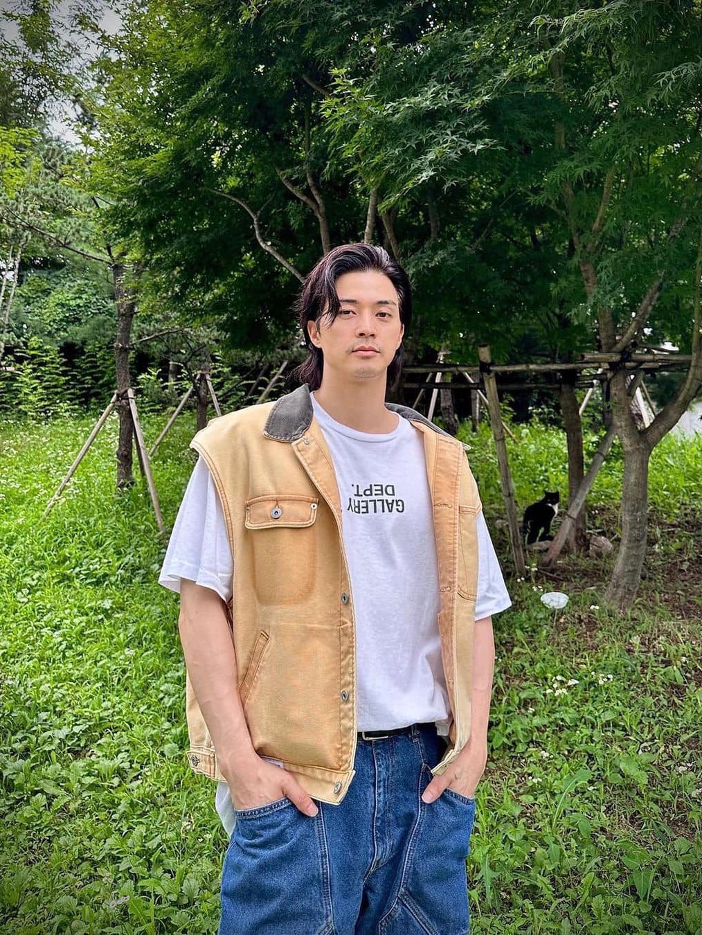 Gallery Dept. Souvenir LS T-Shirt White, Gallery Dept. Fucked Up Logo T-Shirt White 착용 스타일 - 3