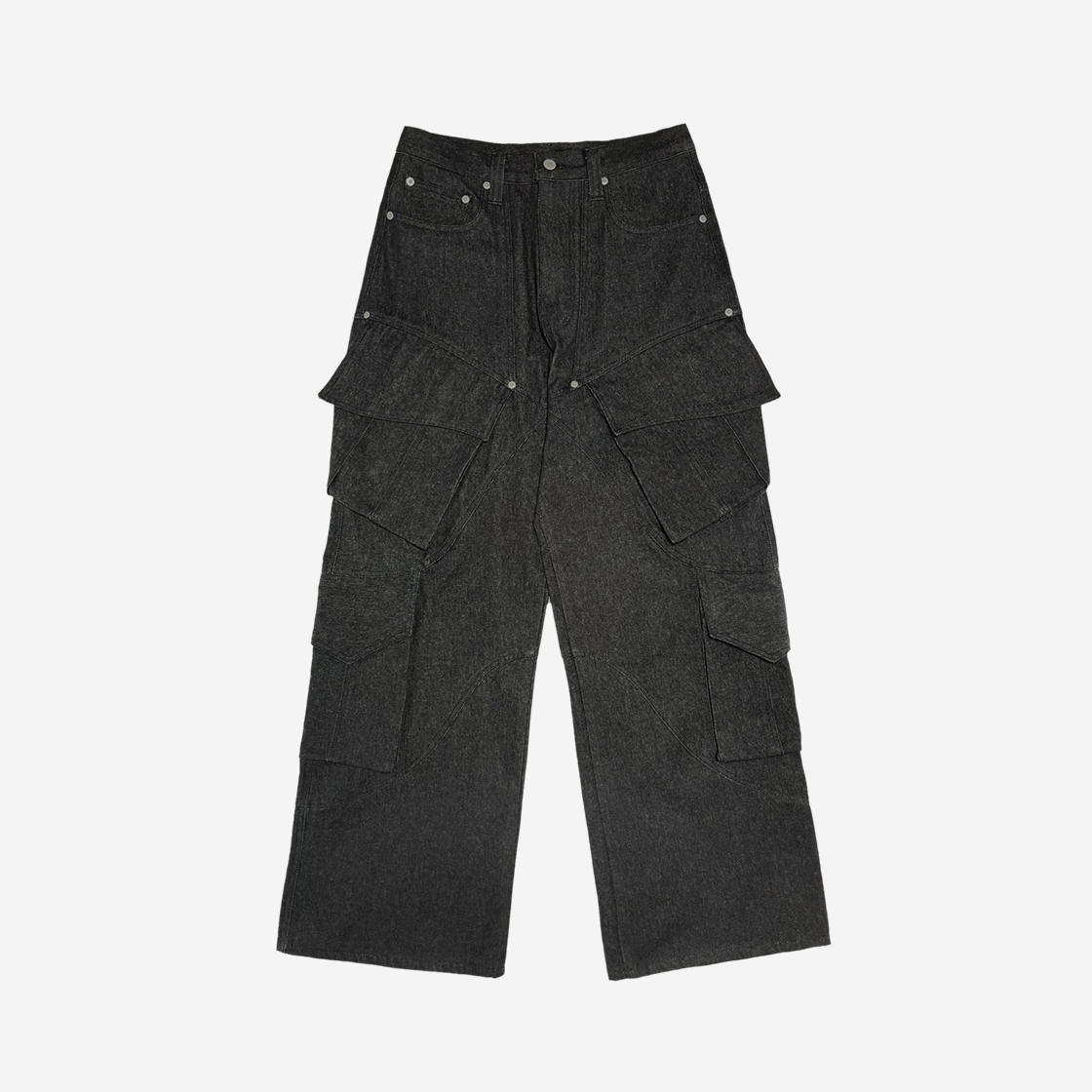 5588389 Full of Ssun Curve Multi Cargo Pocket Denim Pants Black