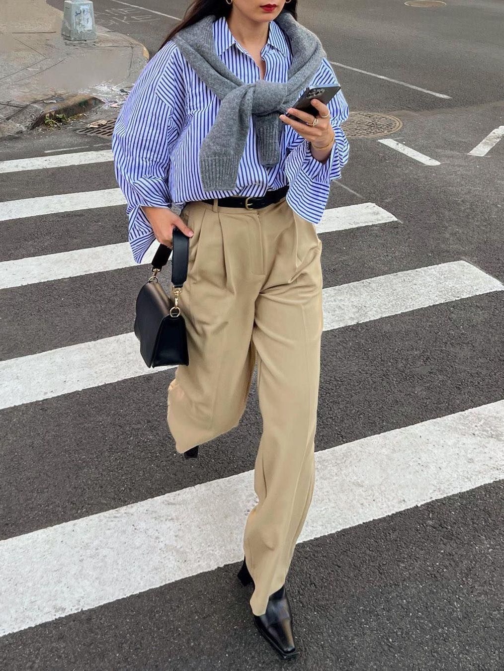 Ader Error Ation Slacks Beige, Maison Margiela Cotton Gabardine Trousers Beige 착용 스타일 - 2