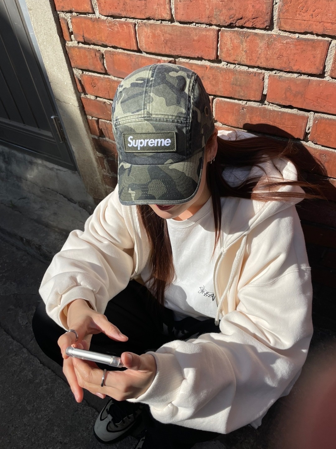 Supreme Military Camp Cap Olive Camo - 23SS, Nike x Stussy Air Penny II Rattan and Limestone 착용 스타일 - 3