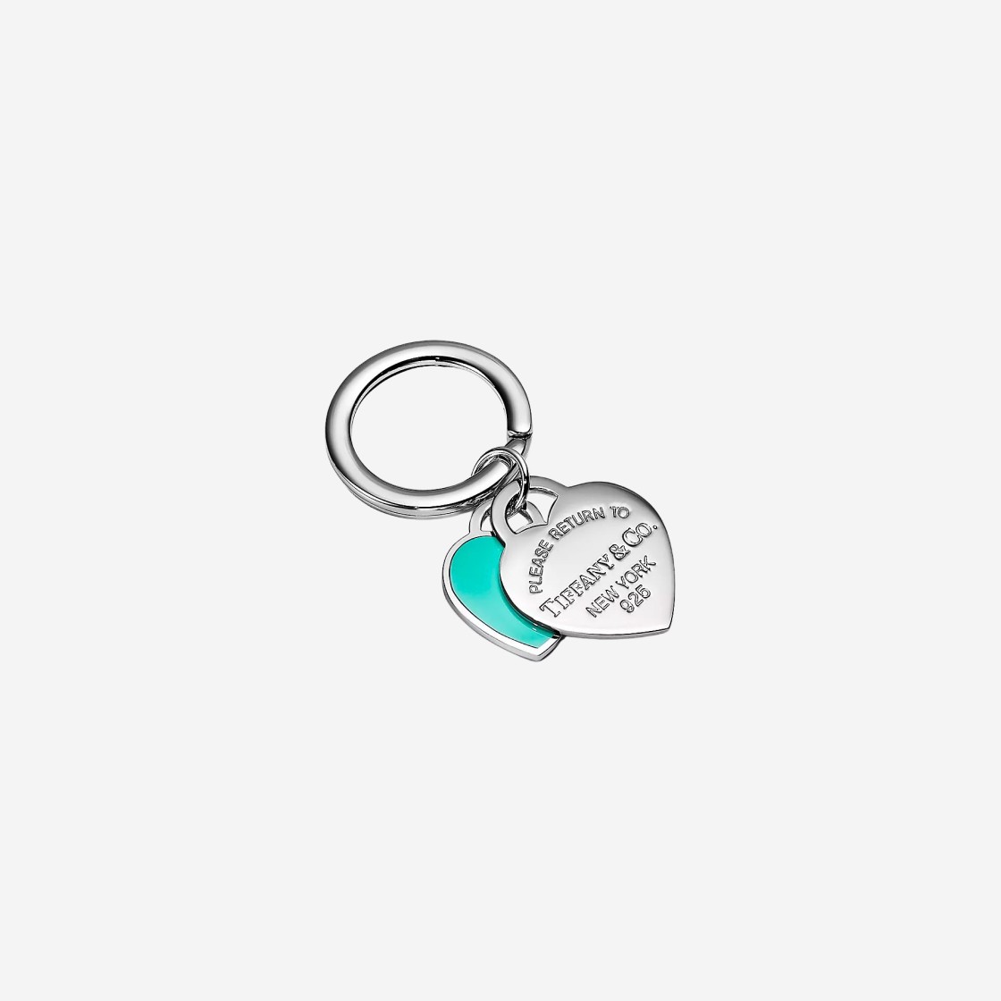 Tiffany & Co. Return to Tiffany Double Heart Tag Key Ring Silver Tiffany Blue 상세 이미지 1