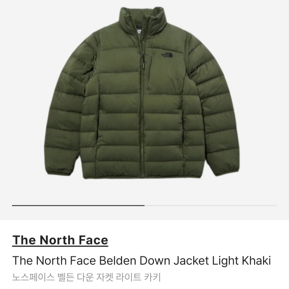 The North Face Belden Down Jacket Light Khaki 착용 스타일 - 2