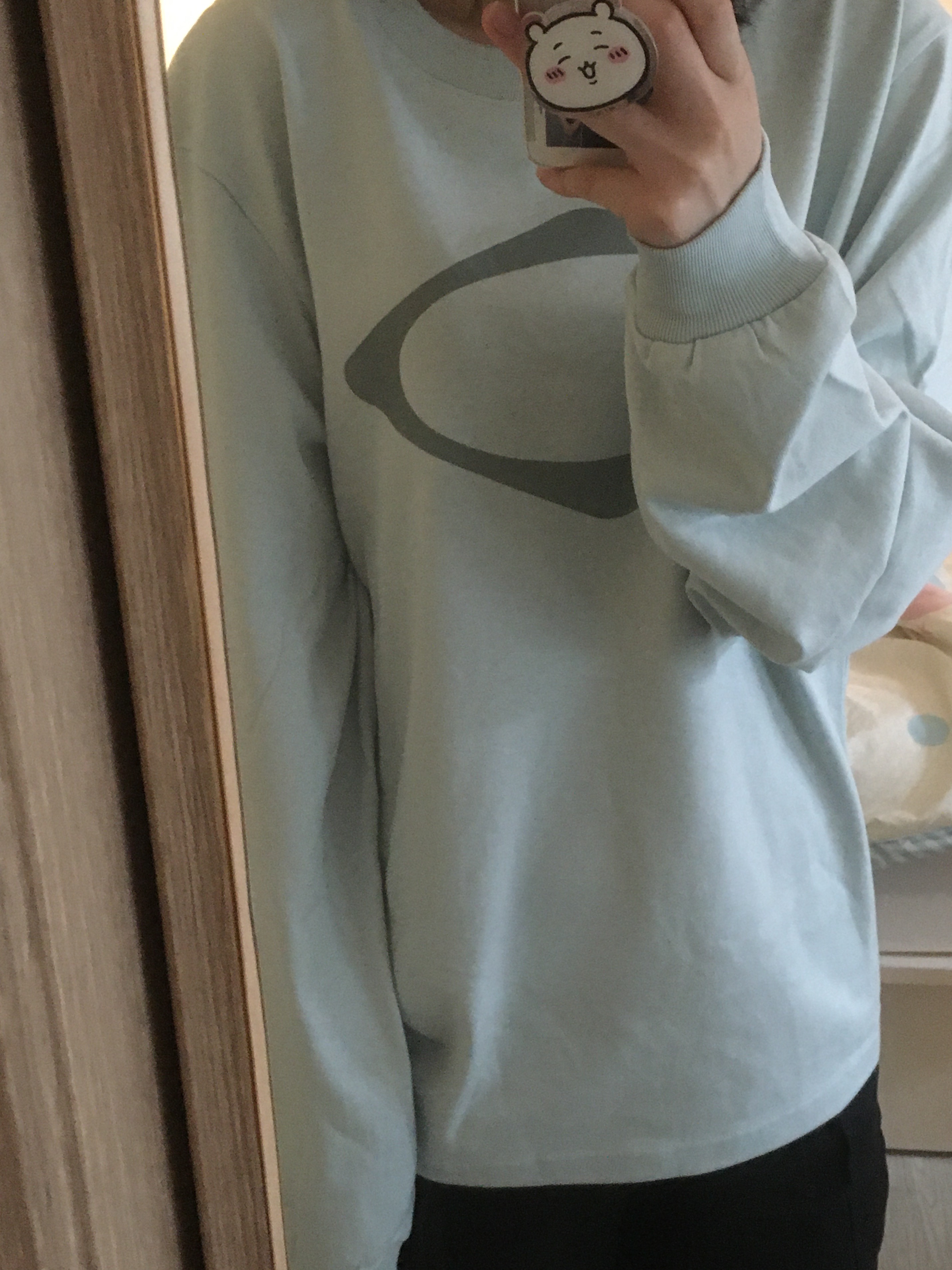Mischief Rhombus Long Sleeve Sky Blue 착용 스타일 - 2