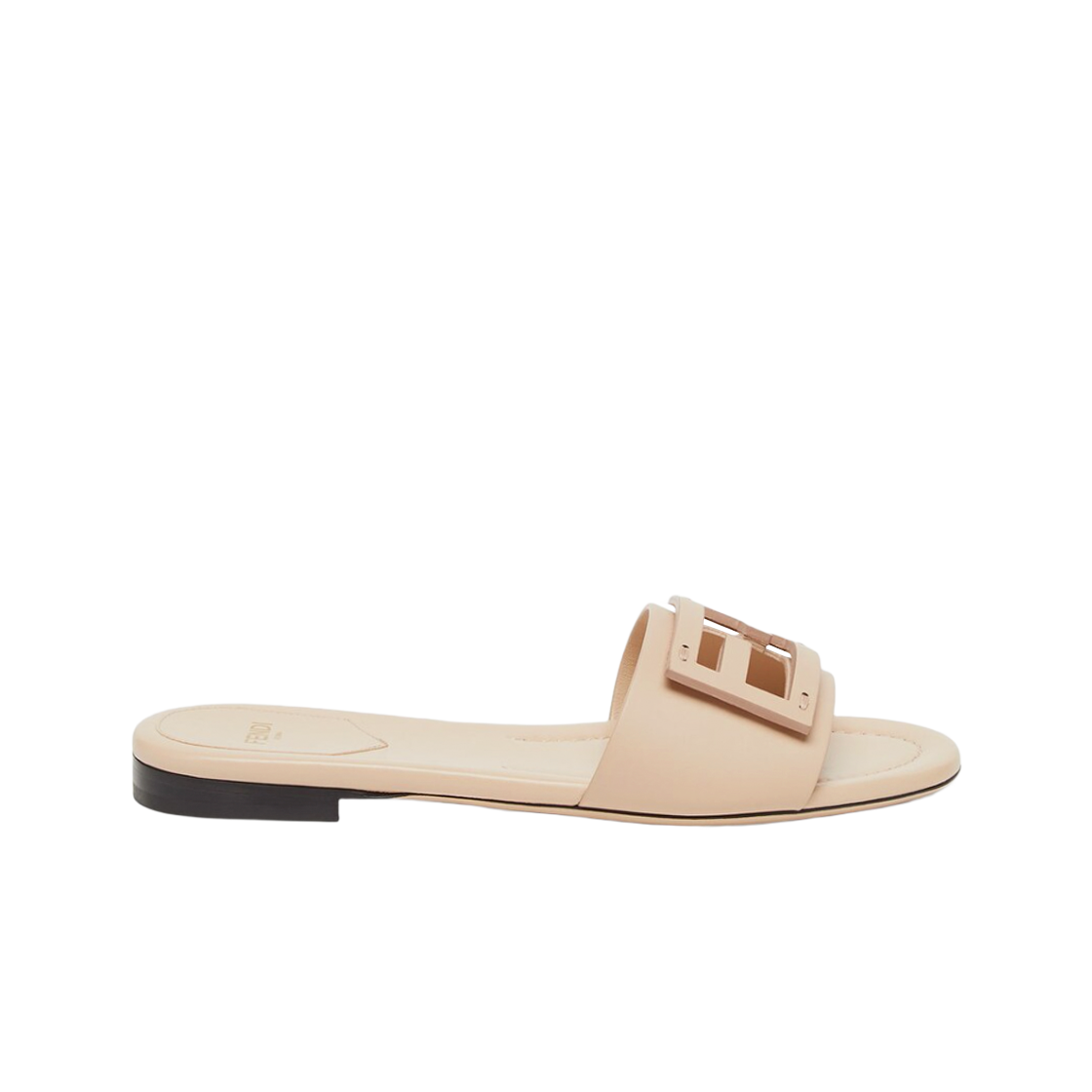 (W) 펜디 바게트 레더 슬라이드 핑크 베이지((W) Fendi Baguette Leather Slides Pink Beige) - 1