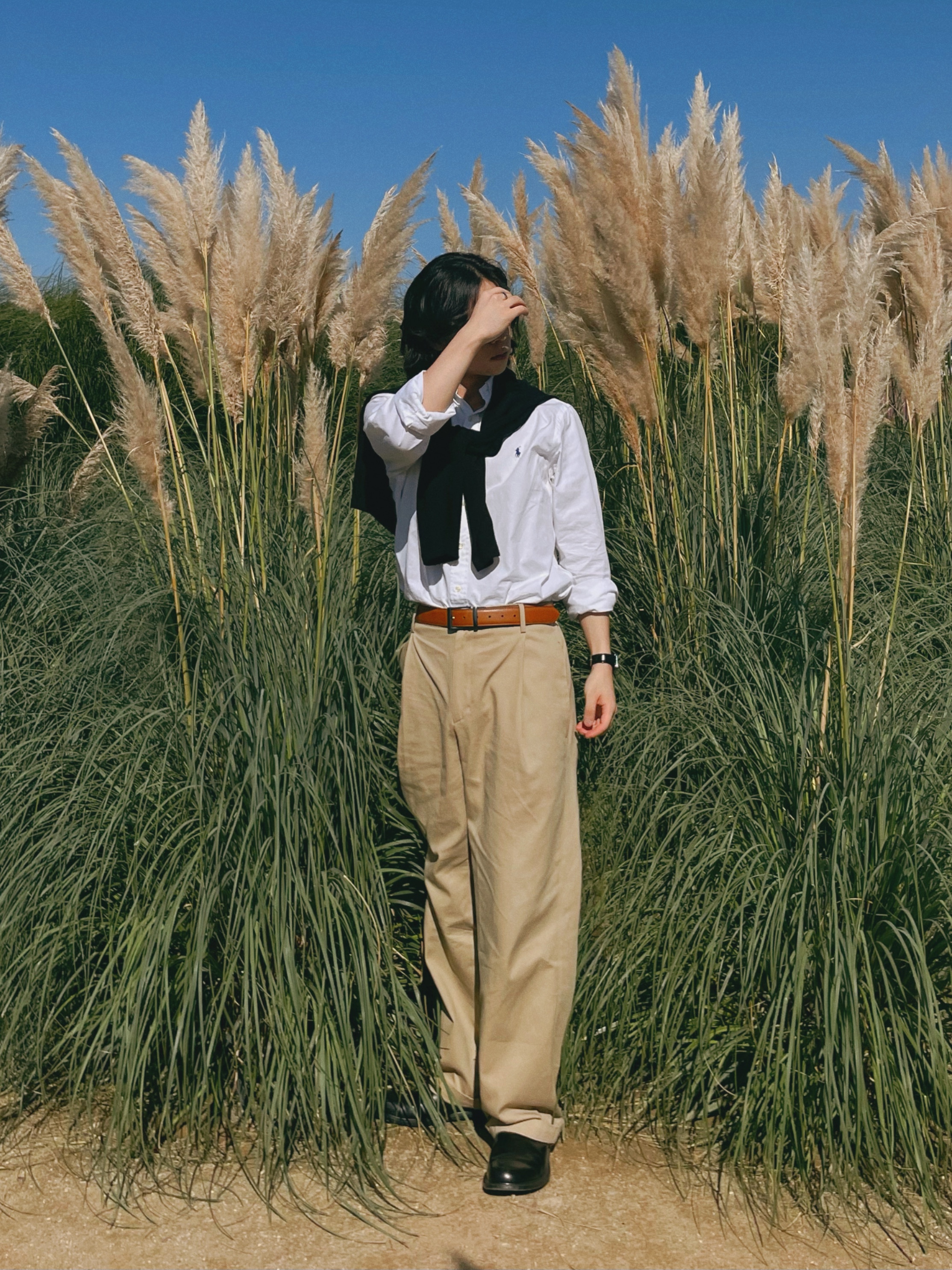 [30% 적립] Polo Ralph Lauren Classic Fit Garment Dyed Oxford Shirt White 착용 스타일