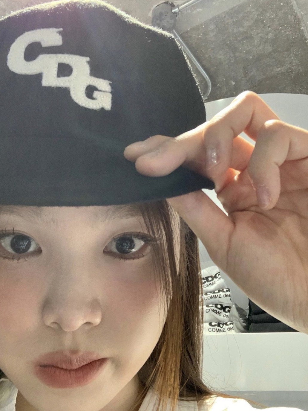 CDG x Ebbets Field Vintage Ball Cap 1 Black 착용 스타일