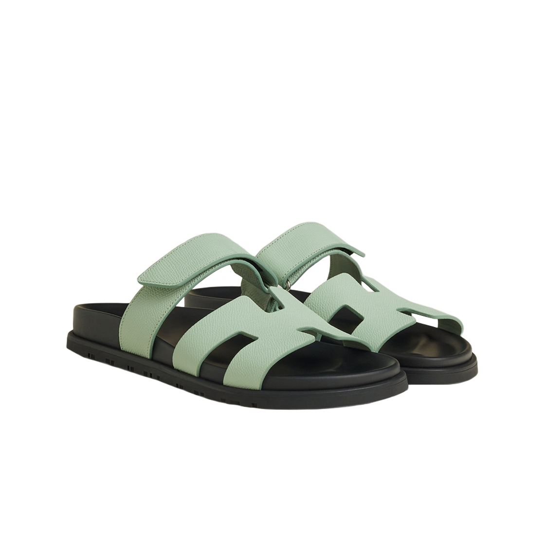 (W) 에르메스 시프레 샌들 앱송 카프스킨 & 베르 자드((W) Hermes Chypre Sandal Epsom Calfskin & Vert Jade) - 2