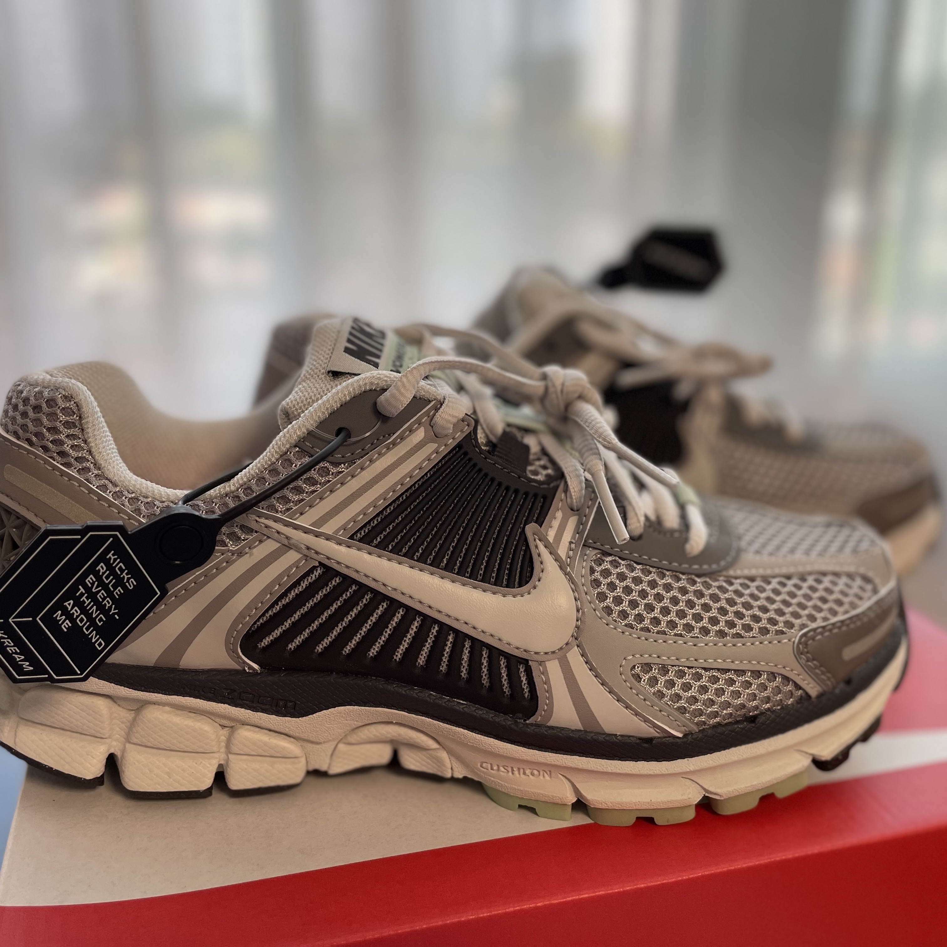 (W) Nike Zoom Vomero 5 Cobblestone and Flat Pewter 착용 스타일