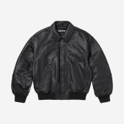 Supreme Gore-Tex Infinium Windstopper Leather Varsity Jacket Black - 23FW