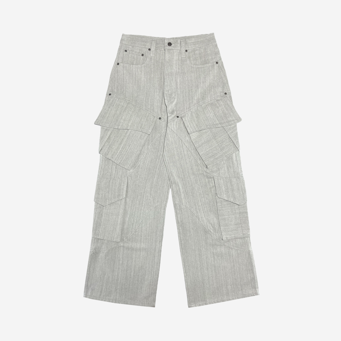 5588391 Full of Ssun Curve Multi Cargo Pocket Denim Pants Vintage White