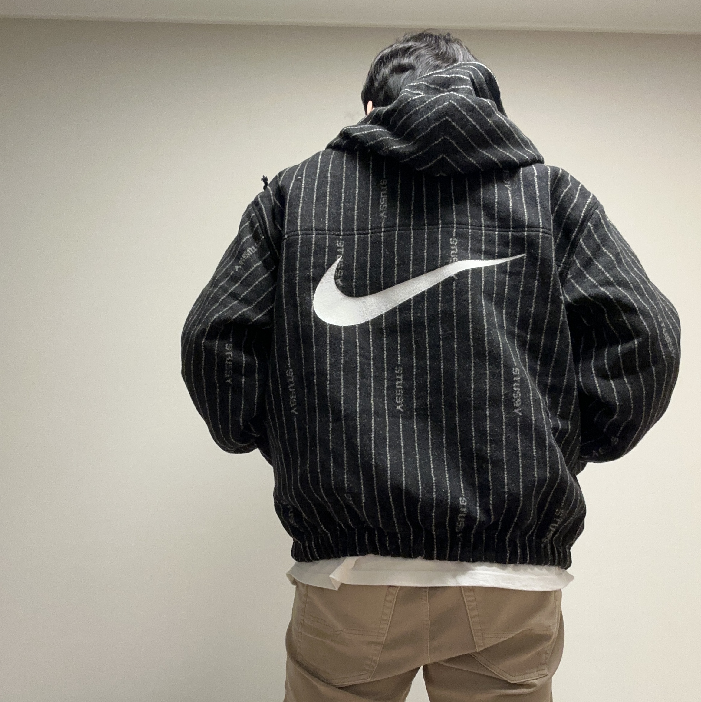 Nike x Stussy NRG Striped Wool Jacket Black (DR4023-010) 착용 스타일