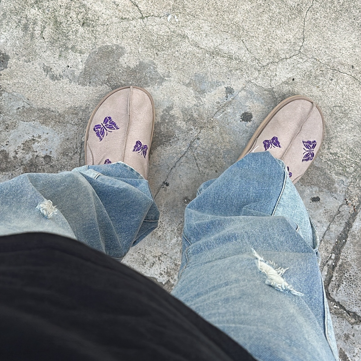 Reebok x Needles Beatnik Moc Modern Beige Extreme Purple 착용 스타일
