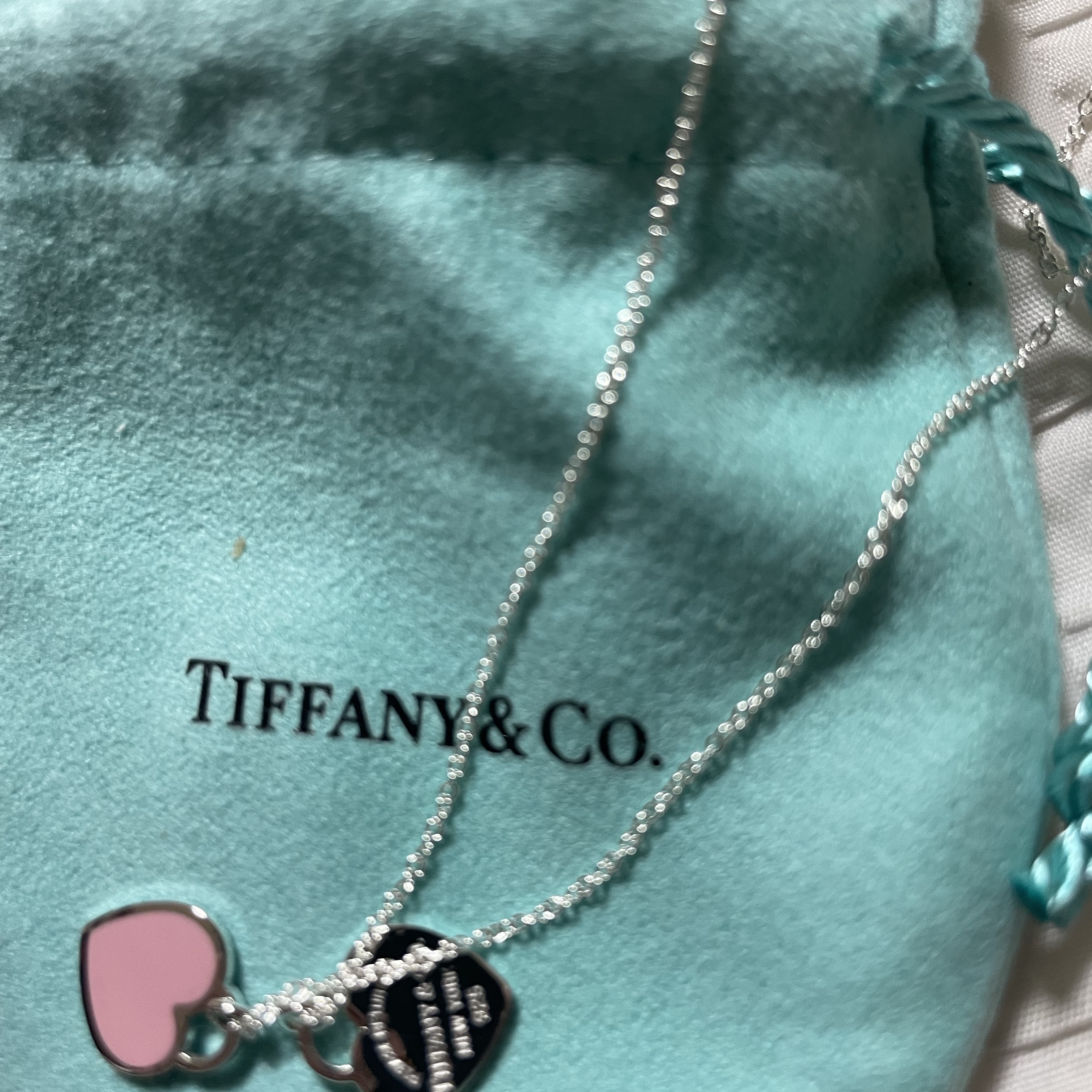 Tiffany & Co. Return To Tiffany Blue Double Heart Tag Pendant Mini Silver 착용 스타일 - 1