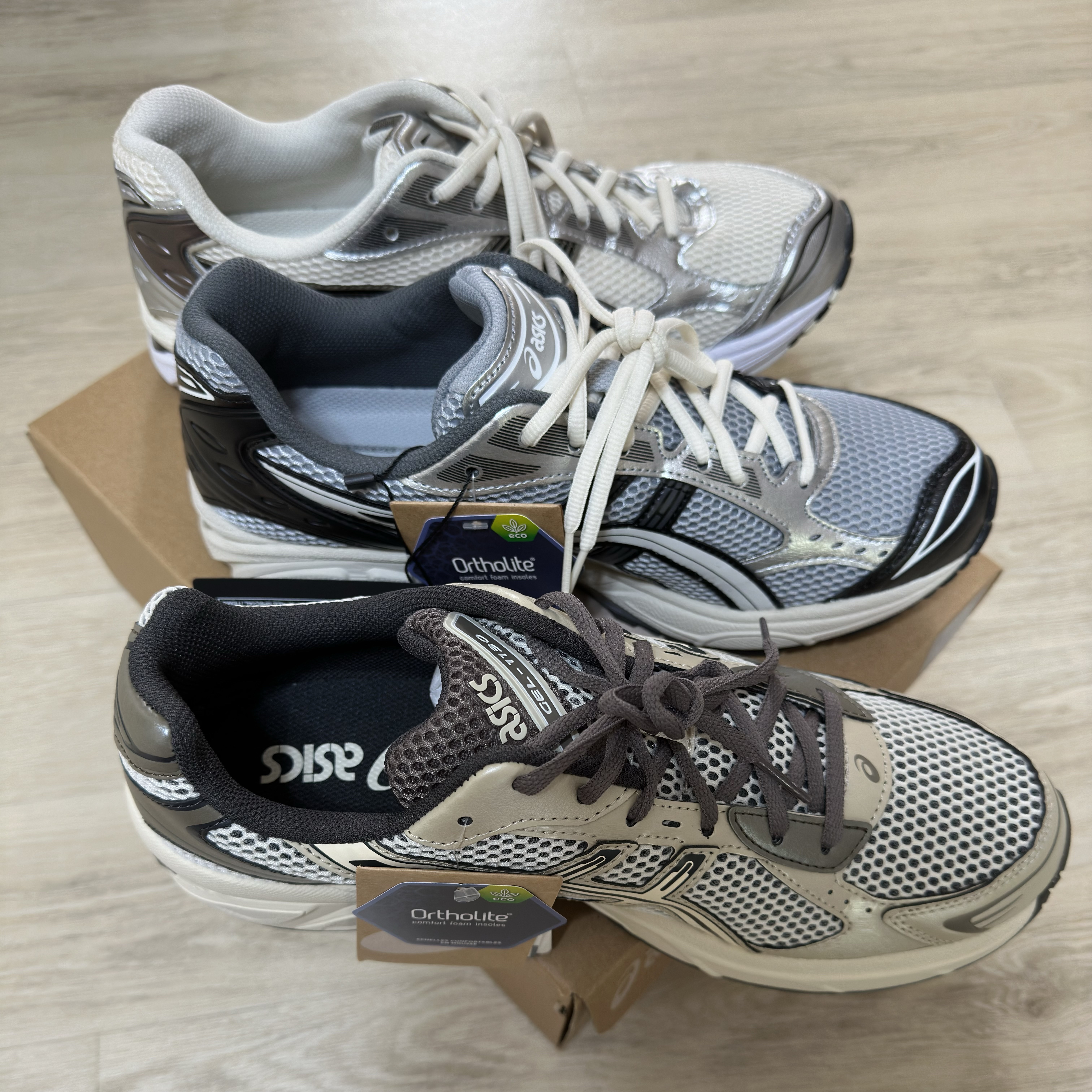Asics Gel-Kayano 14 Black Glacier Grey, Asics Gel-1130 Birch Dark Taupe - Korea Exclusive 착용 스타일 - 2