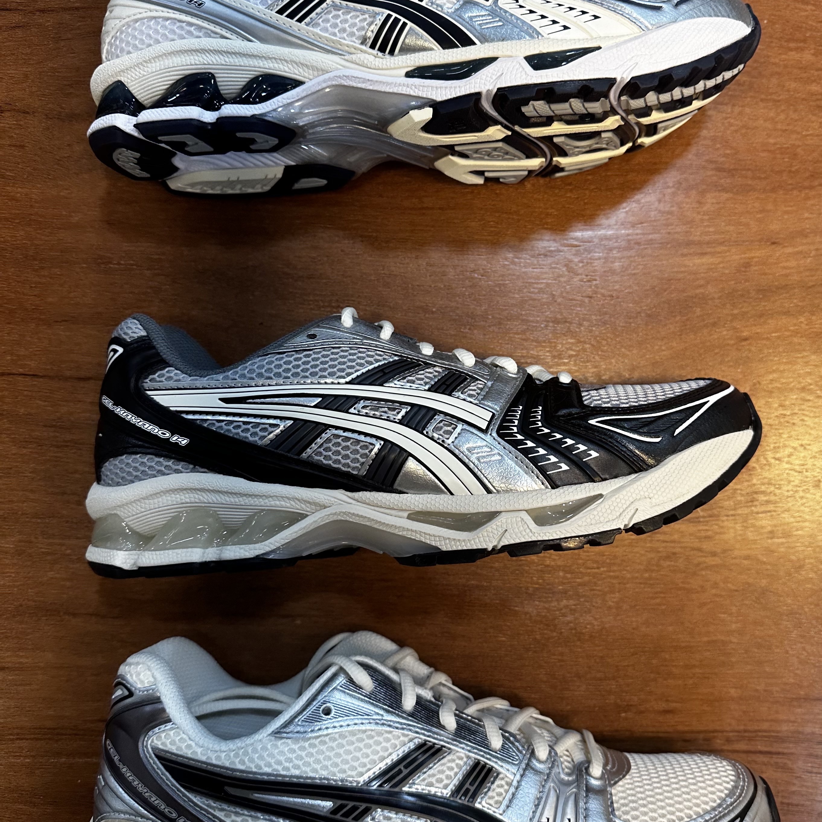 Asics Gel-Kayano 14 Black Glacier Grey, Asics Gel-Kayano 14 Cream Black 착용 스타일 - 1