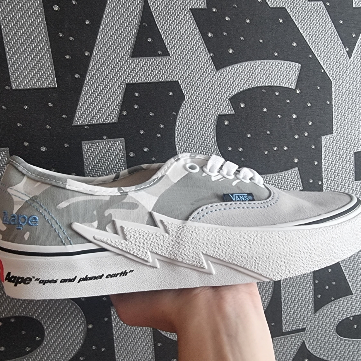 Vans x AAPE Authentic Bolt Grey, Vans x AAPE Authentic Bolt Khaki 착용 스타일 - 3