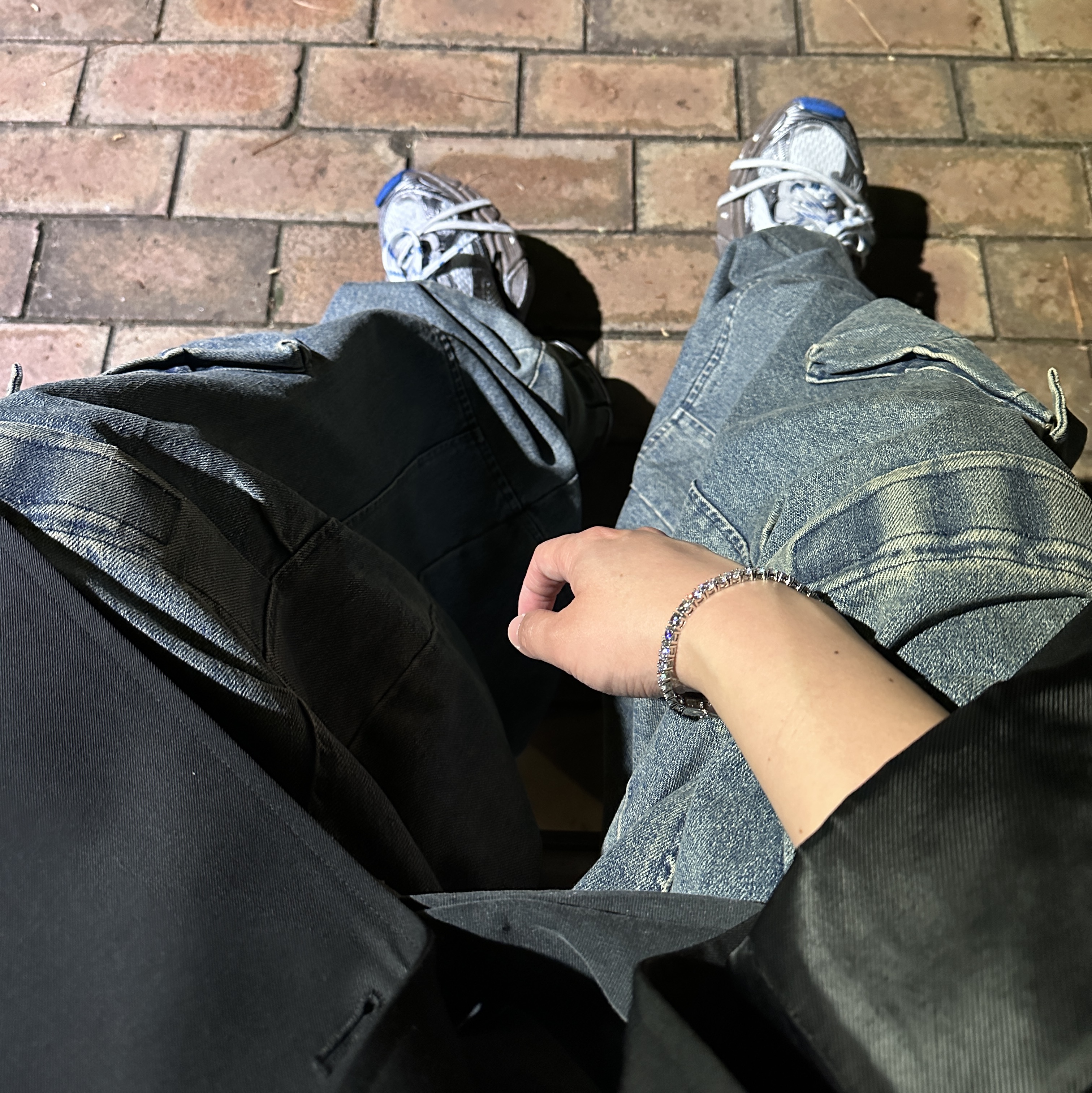 Balenciaga 3XL Sneakers Worn Out Grey White Blue, [KREAM 단독] Ourpas 030 Wide Cargo Denim Blue 착용 스타일