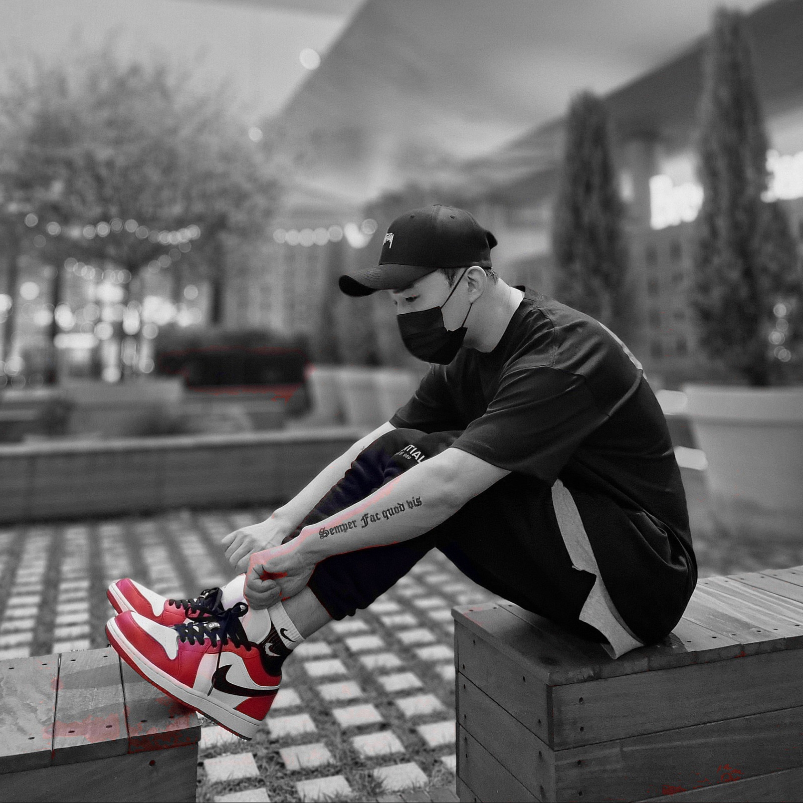 Jordan 1 Low White Gym Red Black 착용 스타일
