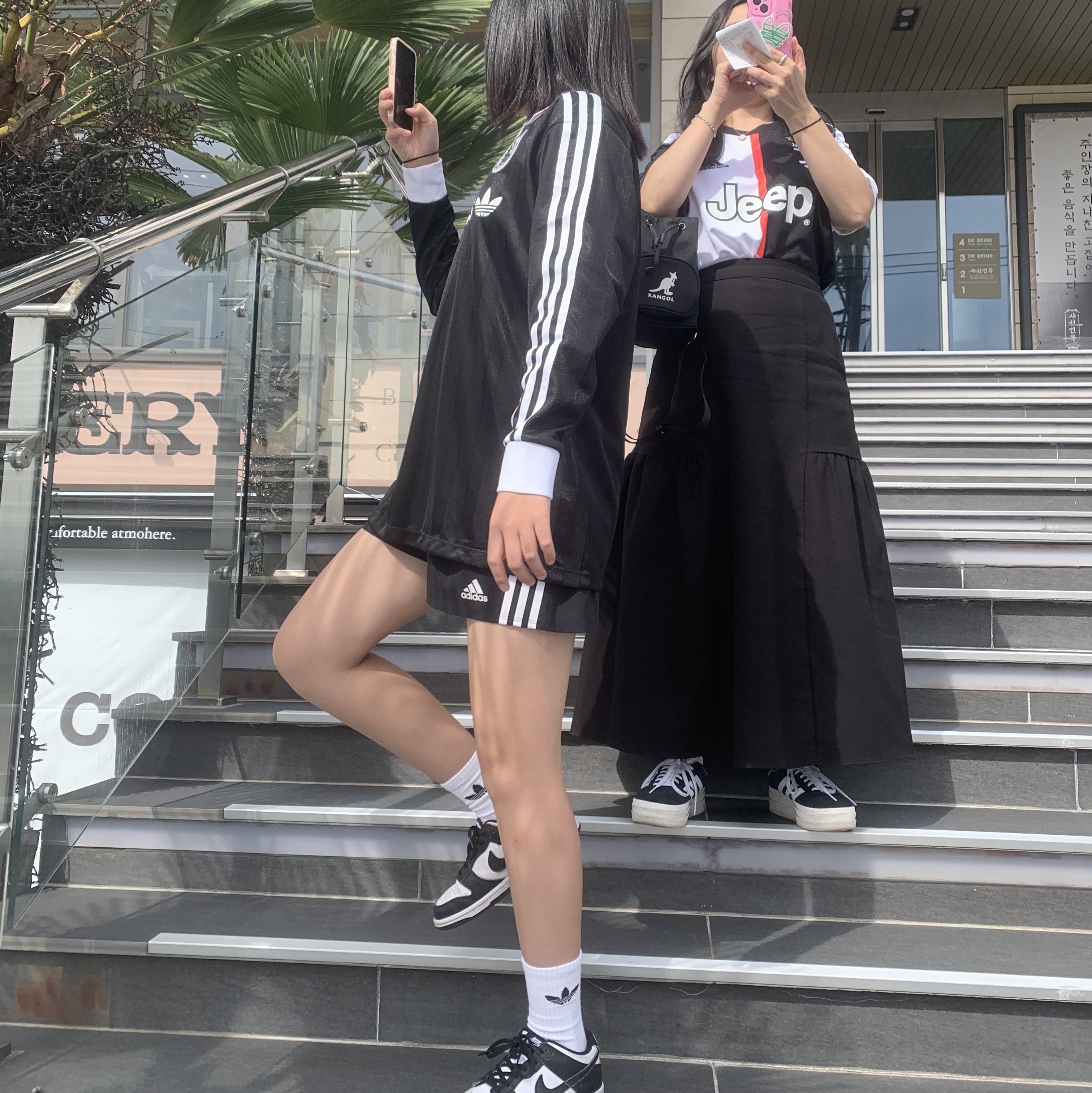 (W) Adidas Football Long Sleeve T-Shirt Black - KR Sizing 착용 스타일 - 3