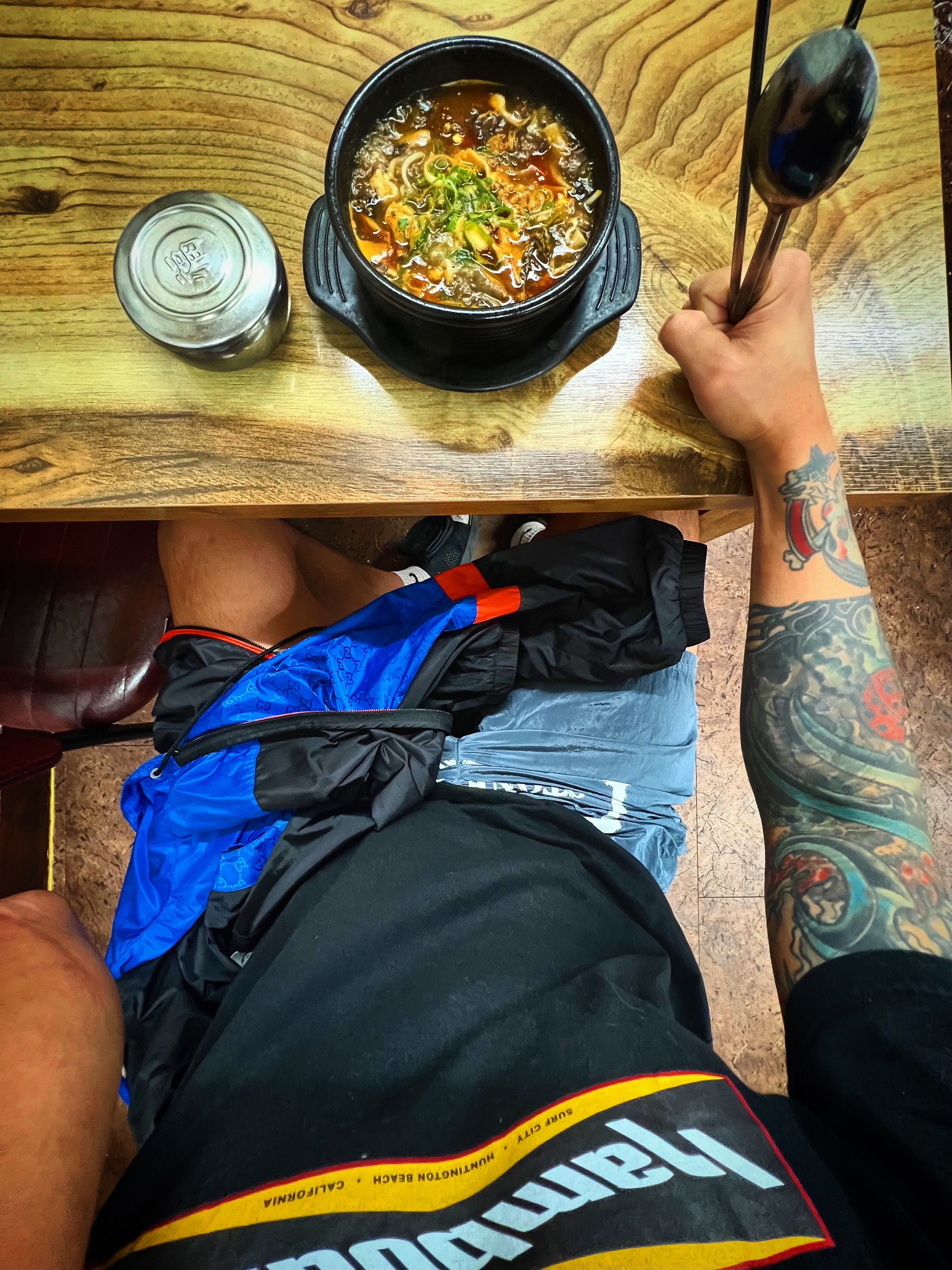 Supreme Leather Camp Cap Black - 21SS, Supreme Leather S/S Work Shirt Black - 23FW 착용 스타일 - 2