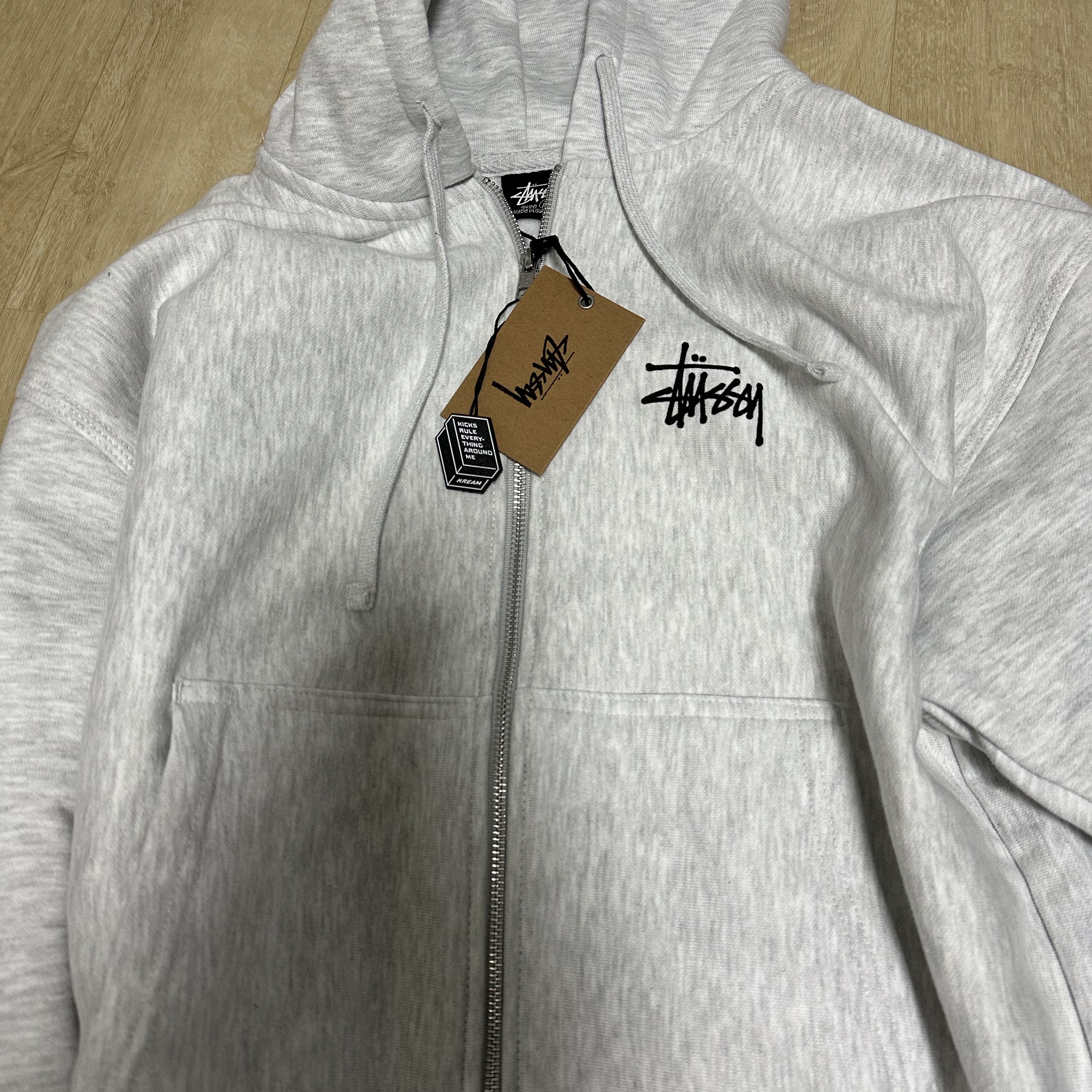 Stussy Basic Stussy Zip Hoodie Ash Heather 2023 착용 스타일