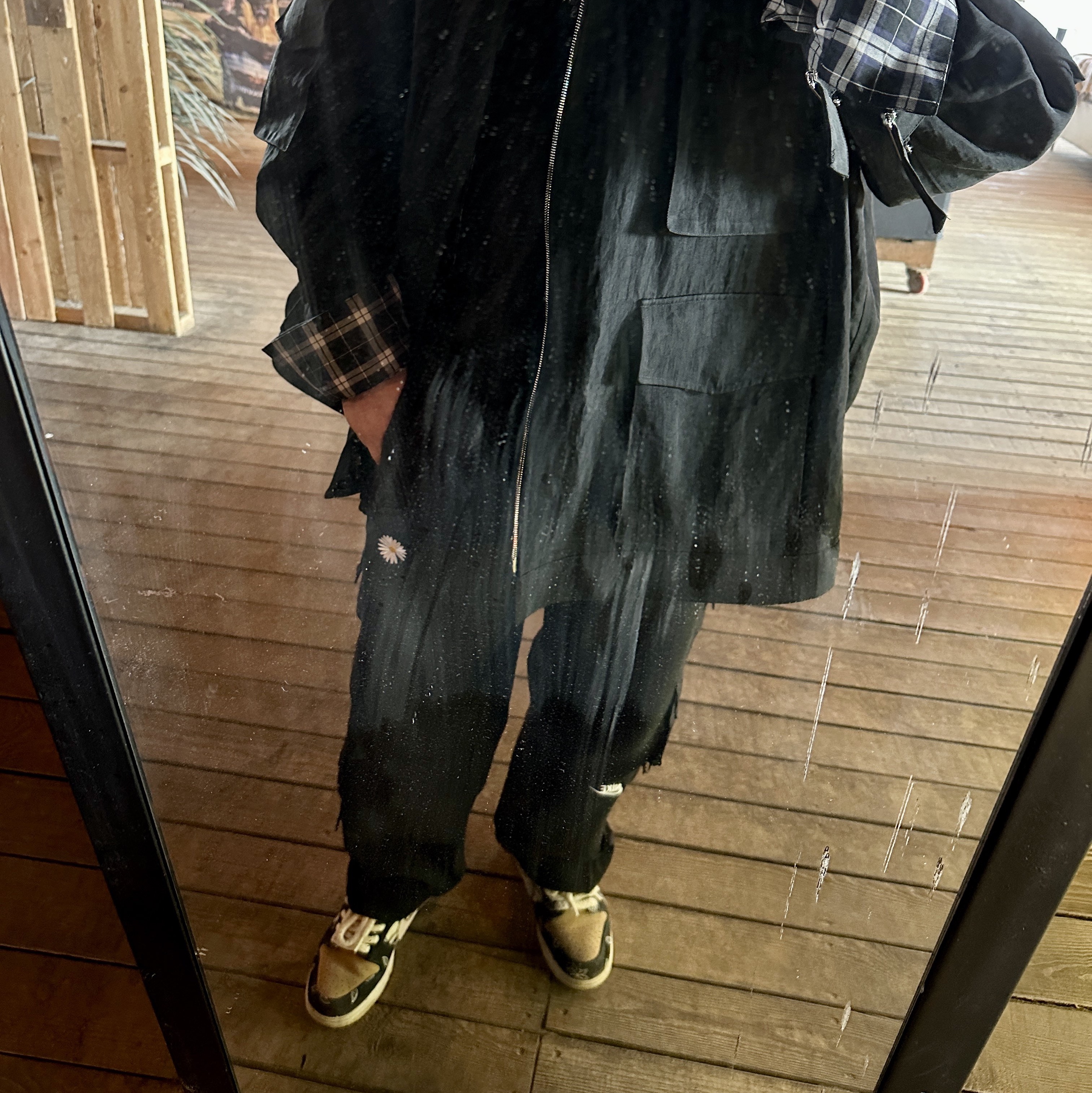 Nike x Peaceminusone Wide Pants Black (DR0096-010), Nike x Travis Scott SB Dunk Low 착용 스타일