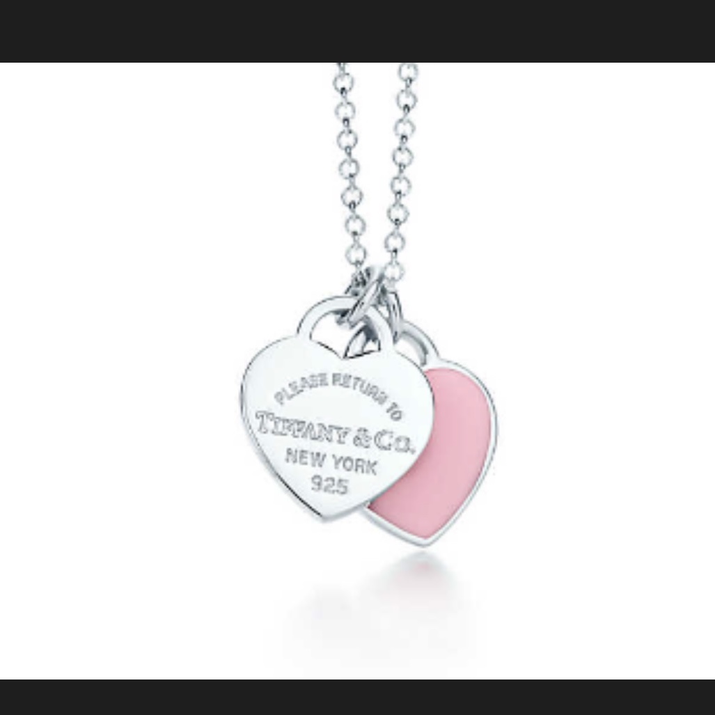 Tiffany & Co. Return To Tiffany Blue Double Heart Tag Pendant Mini Silver, Tiffany & Co. Return To Tiffany Pink Double Heart Tag Pendant Mini Silver (16in) 착용 스타일 - 1