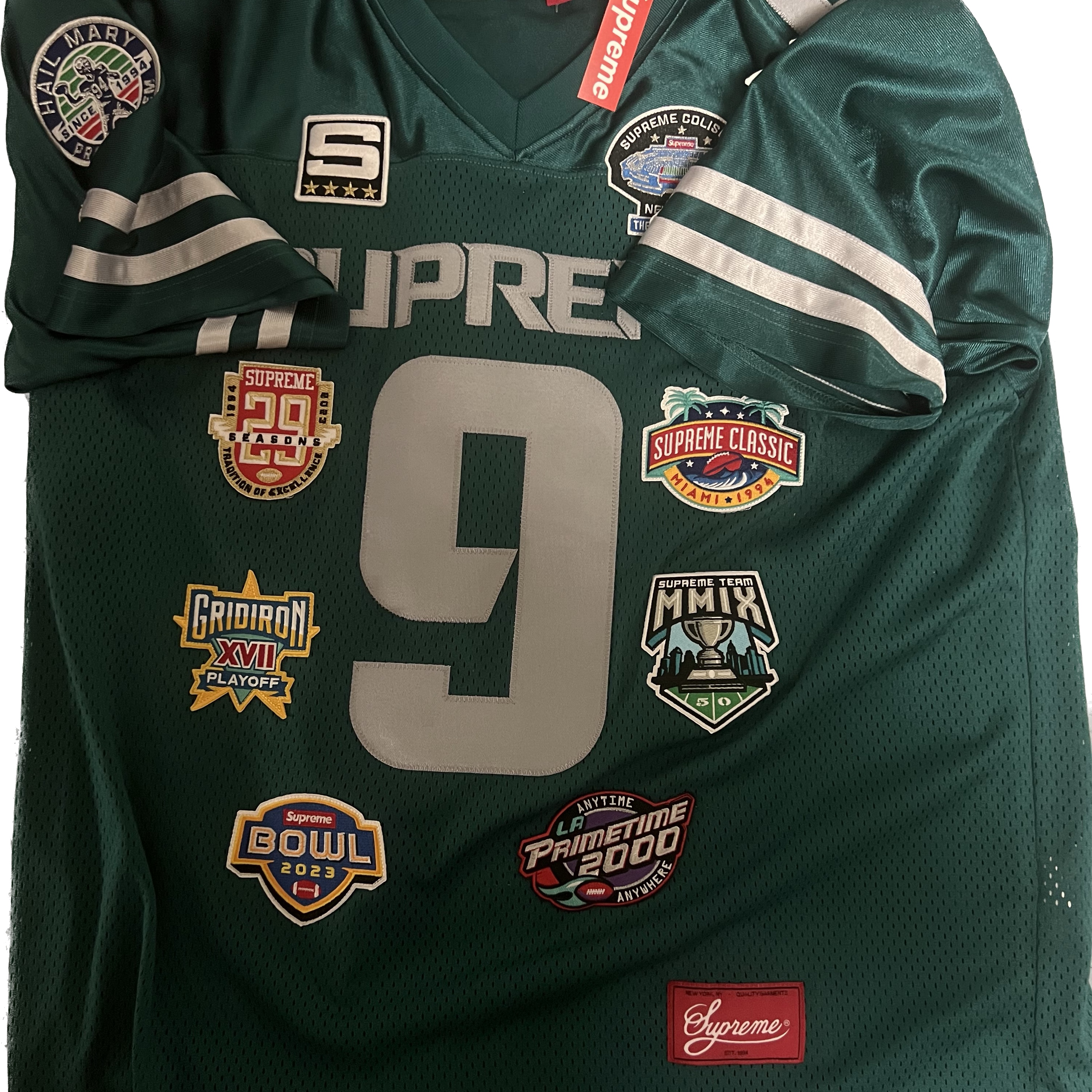 Supreme Championships Embroidered Football Jersey Dark Teal - 23FW 착용 스타일