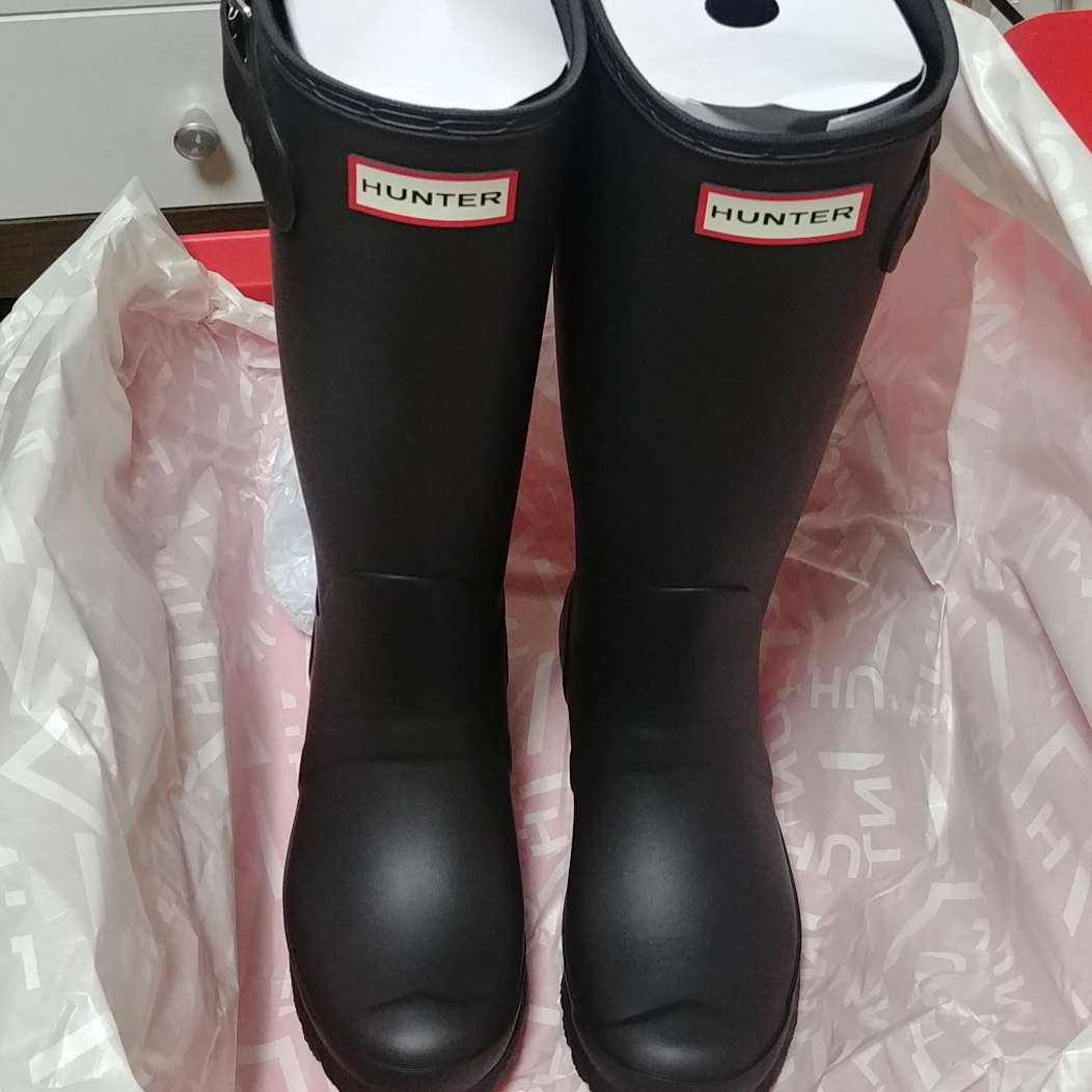 (W) Hunter Original Tall Rain Boots Black 착용 스타일