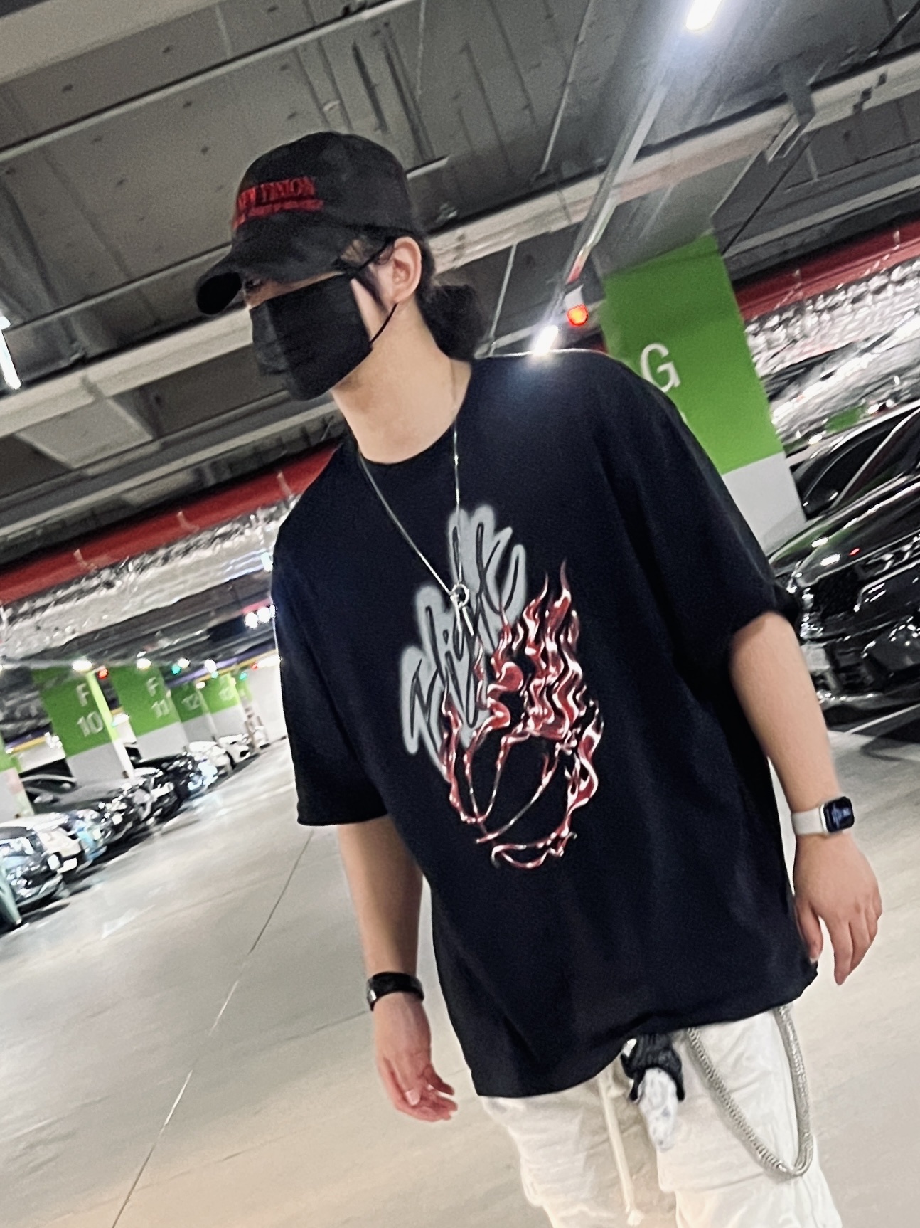 ETCE New Vision Camo Cap Night Jungle, Jordan x Travis Scott T-Shirt Black - US/EU 착용 스타일 - 1